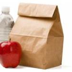 Lunch sack with apple and water